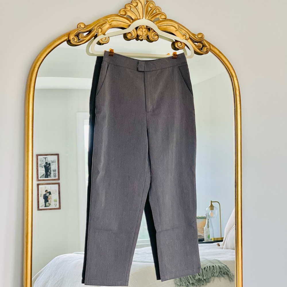Grey Dazy Slant Pocket Solid Tailored Pants